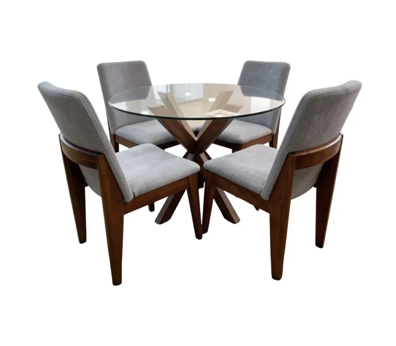 Comedor boston top de vidrio 4 personas base de madera durable