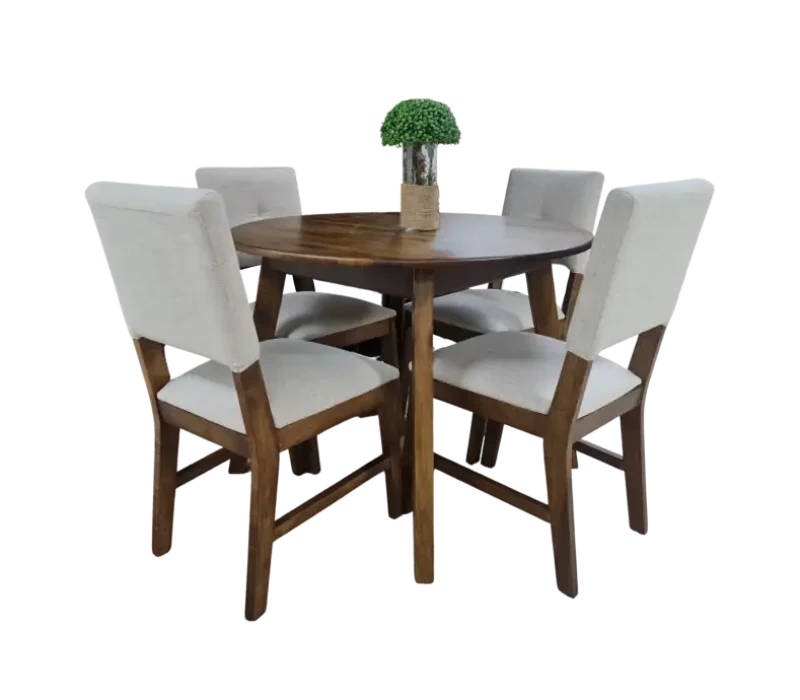 Comedor milenian redondo de maple con 4 sillas resistentes