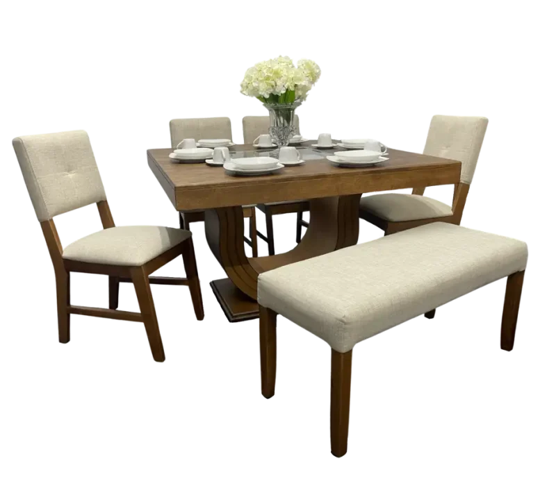 Comedor vancouver de madera maple 6 personas mesa cuadrada