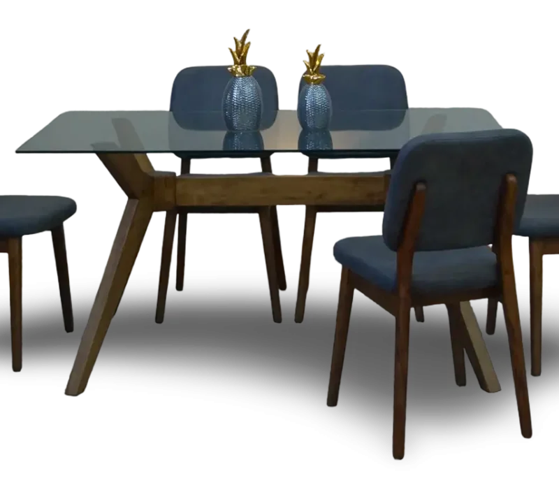 Comedor laos 6 personas vidrio y base de maple elegante